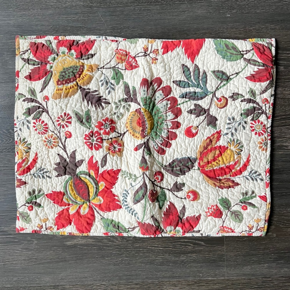 Noble Excellence Jacobean Quilted Floral Pillow Shams Lot King-2 Standard-1 - Picture 5 of 8